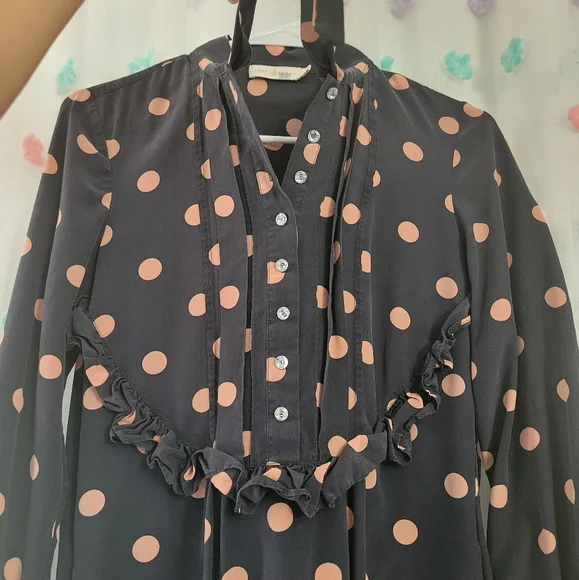 Tory Burch Black Polka-Dot Silk Crepe De Chine Dress Size 0 - Picture 7 of 10